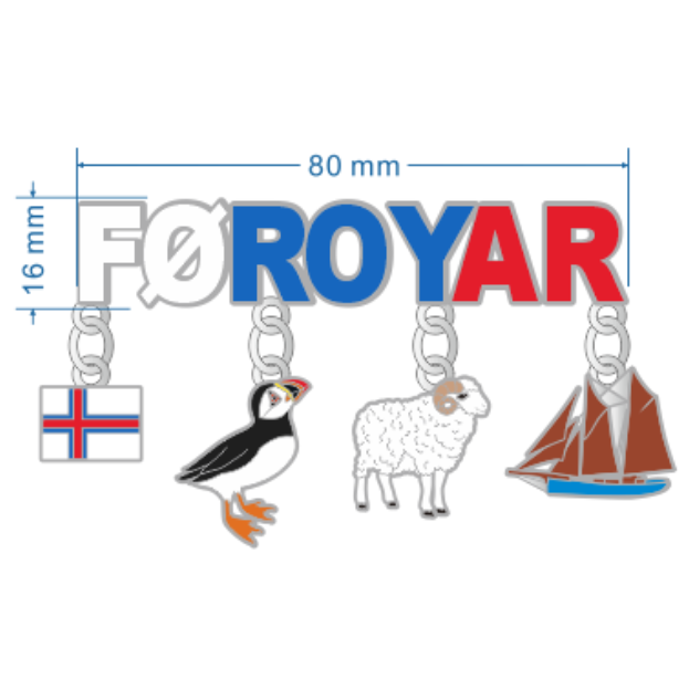 SOLBERG Stálmagnet Føroyar/flagg/lundi/seyður/slupp - 15 x 80 mm (12)