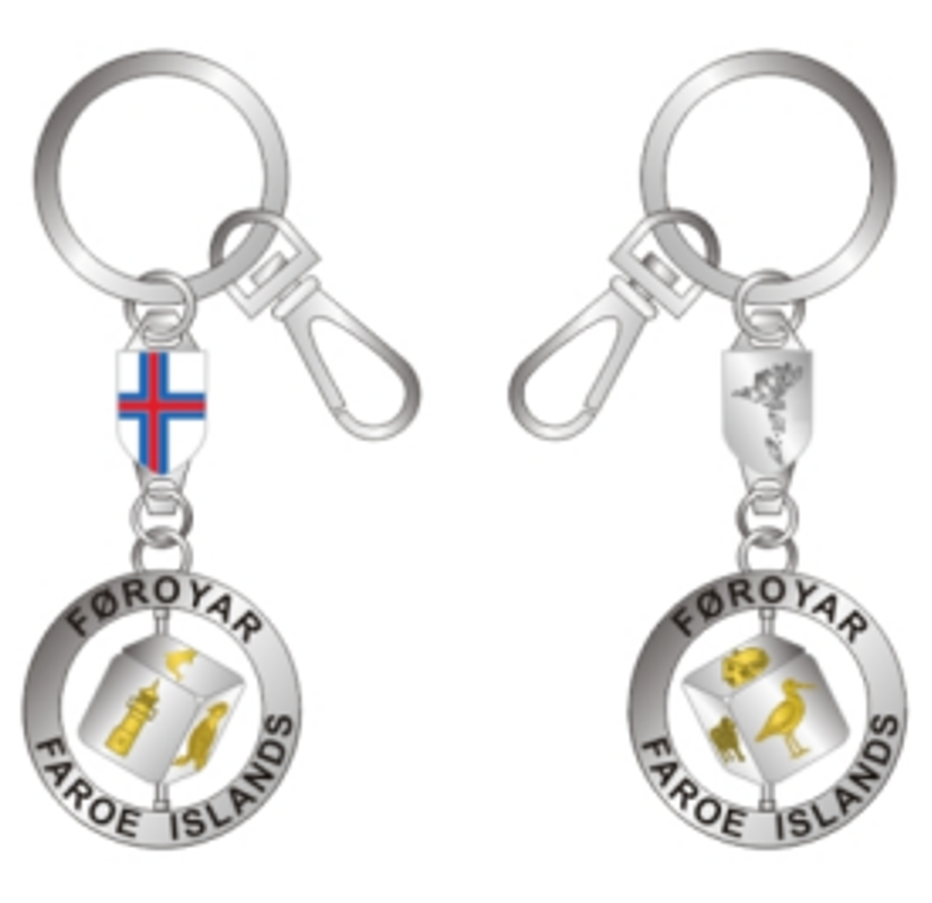 SOLBERG Lyklaringur terningur v/ gullmyndum (12)