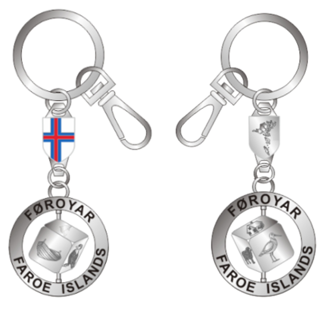 SOLBERG Lyklaringur terningur v/ silvurmyndum (12)