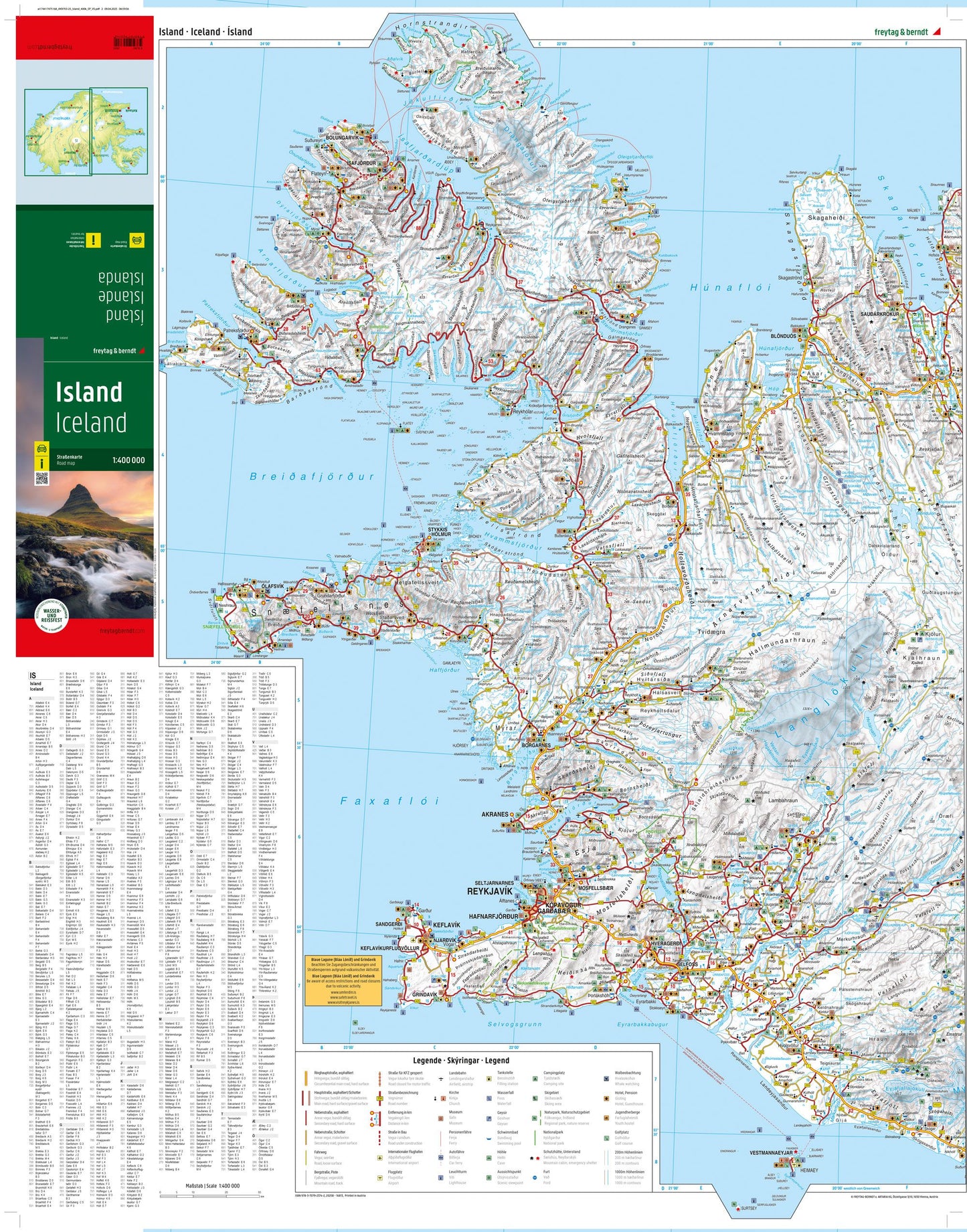 FREYTAG-BERNDT Ísland vegakort 2025, softcover - 1:400.000 (20)