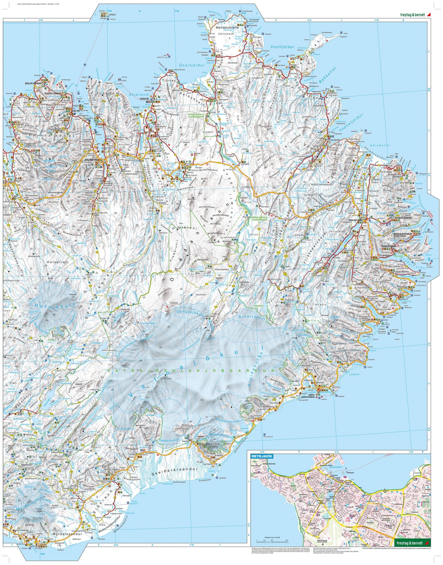 FREYTAG-BERNDT Ísland vegakort 2025, softcover - 1:400.000 (20)