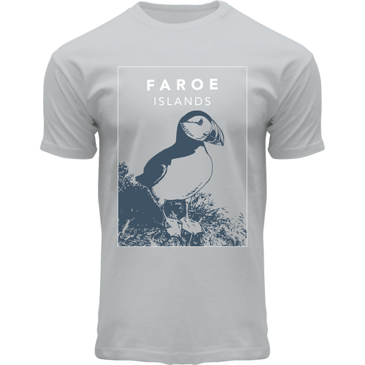 FOX T-shirt ADULT Square Puffin Light Grey, "Faroe Islands"