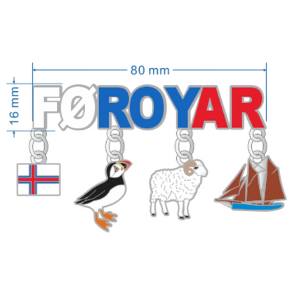 SOLBERG Stálmagnet Føroyar/flagg/lundi/seyður/slupp - 15 x 80 mm (12)