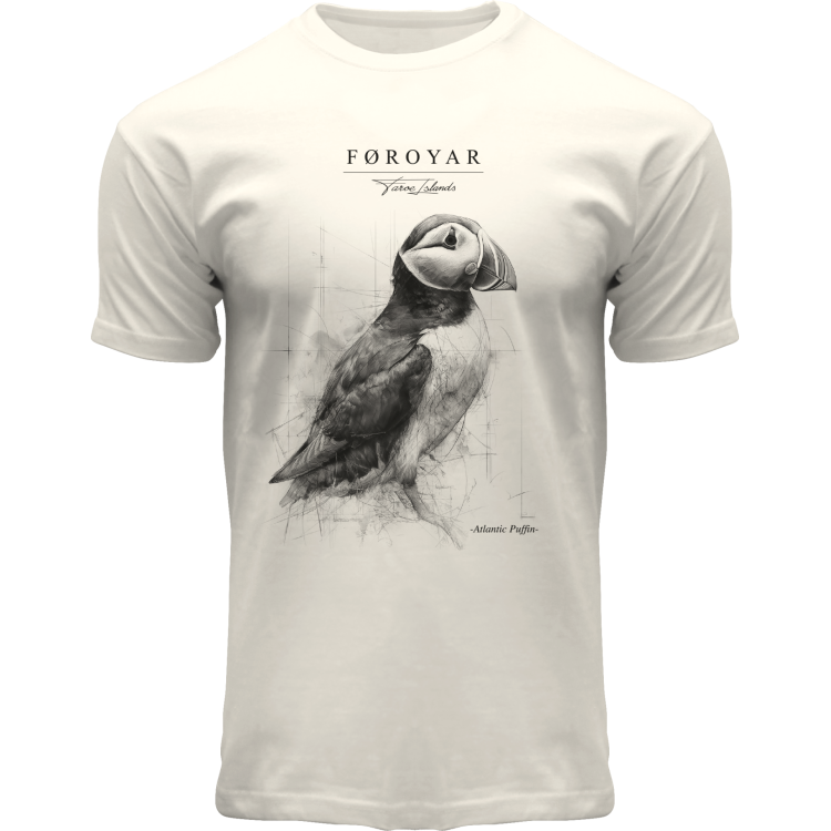 FOX T-shirt ADULT Sketch Puffin Off White "Føroyar"