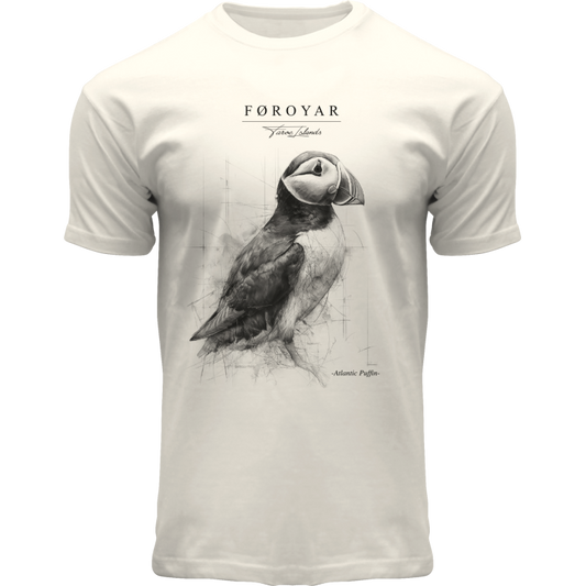 FOX T-shirt ADULT Sketch Puffin Off White "Føroyar"