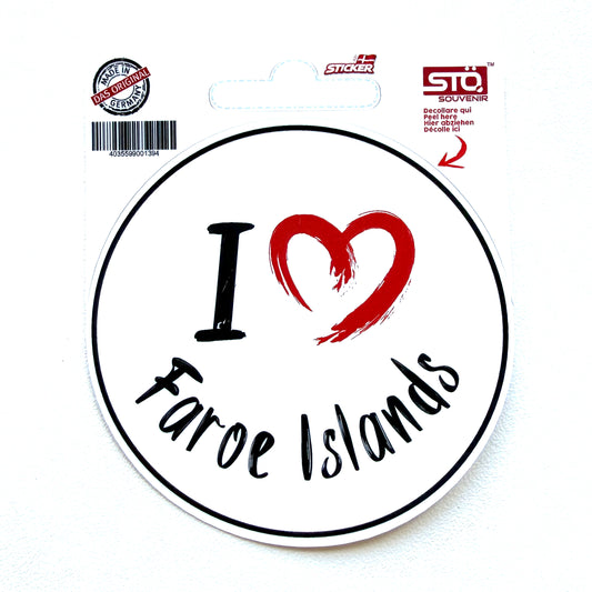 STÖ klistrimerki, I love Faroe Islands - Ø8 cm (50)