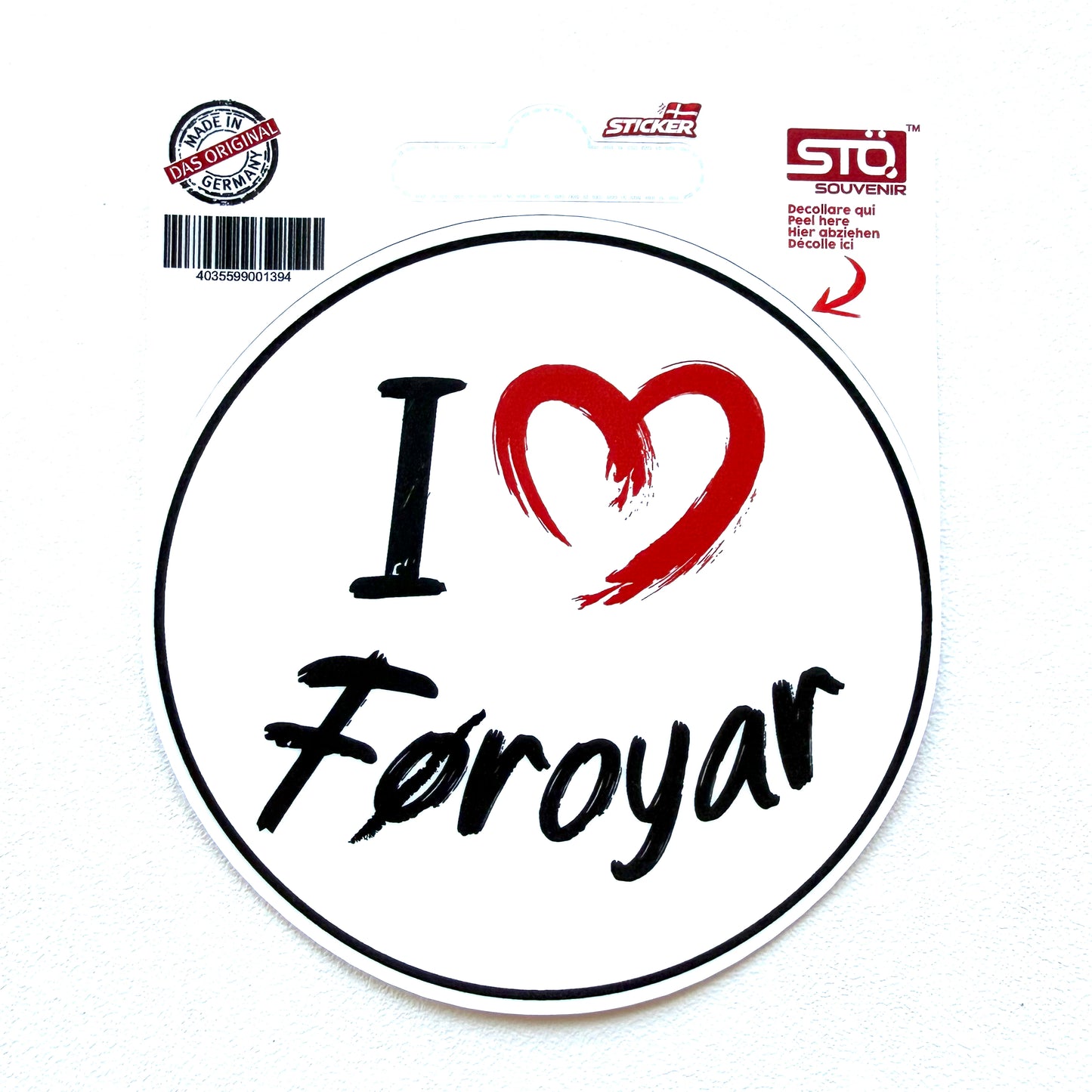 STÖ klistrimerki, I love Føroyar - Ø8 cm (50)