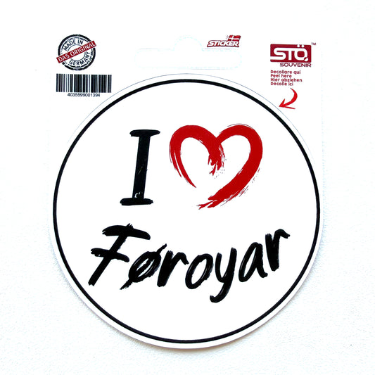 STÖ klistrimerki, I love Føroyar - Ø8 cm (50)