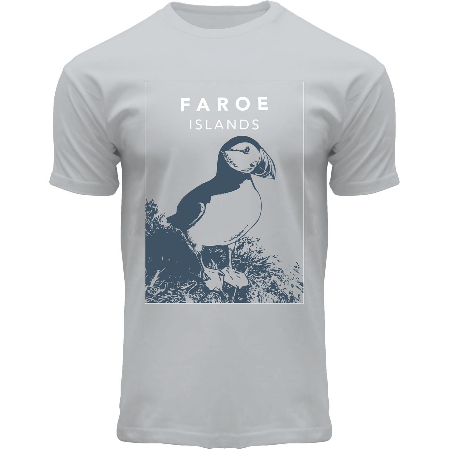 FOX T-shirt ADULT Square Puffin Light Grey, "Faroe Islands"