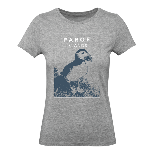 FOX T-shirt LADY Square Puffin Heather Grey, "Faroe Islands"
