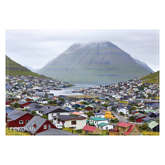 SOLBERG Postkort Klaksvík - hvít ramma (50)